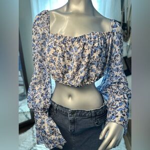 Anthro Fame & Partners Willet Boho Floral Crop Top Size 10